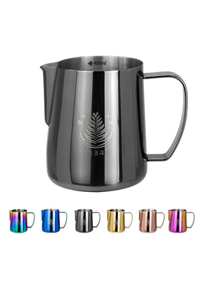 MIBRU Milk Frothing Pitcher for Espresso Machines, 400 ml, Black