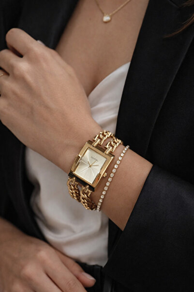 Homies ساعة يد نسائية موديل سلسلتين مع علبة هدايا أصلية وسوار.HMT25132S01-3