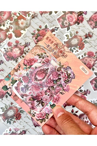 SF SCRAPBOOK KIRTASİYE Autocolant cu design floral de primăvară cu sticlă roș...