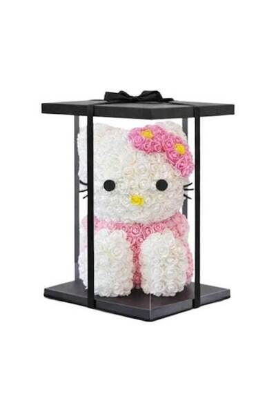 OEM Hello Kitty din trandafiri din spumă, într-o cutie transparentă, decor lu...