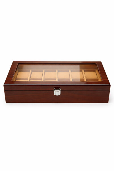 ROBERT TAYLOR 12-Piece Imported Mahogany Watch Box – Glass Lid, Imported Maho...