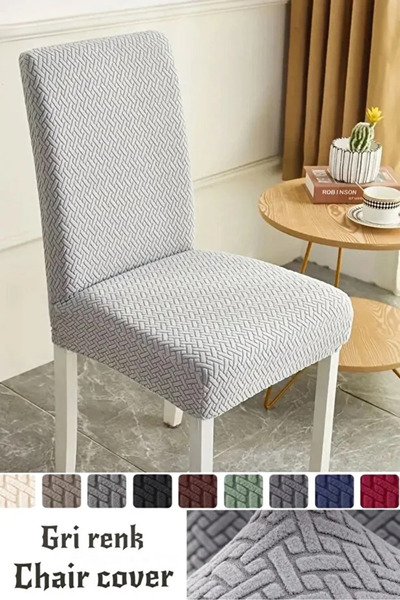 ABEX Sandalye Kılıfı ,lıkralı ,yıkanabılır 6 Adet GRİ Renk Yüksek Kalite