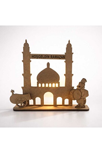 MoranaDesign Ahşap Boyama Işıklı Cami-Ramazan Davulcusu