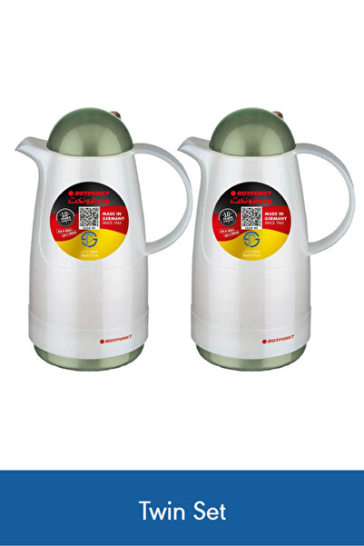 ROTPUNKT Premium 1L Thermos Double Pack White & Green – 24h Hot / 36h Cold