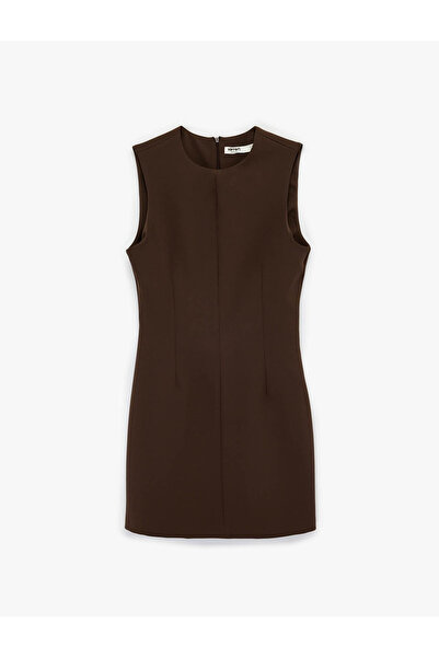 Koton Rochie mini pentru femei, fără mâneci, cu decolteu tip crew, în linie A...