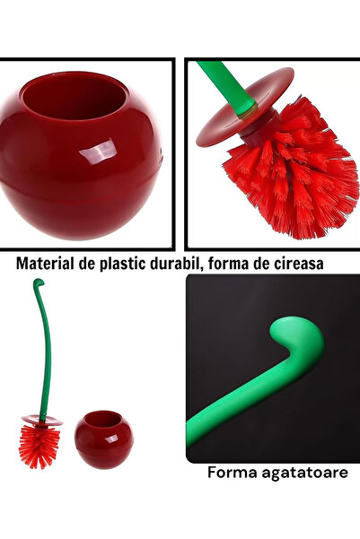 OEM Toilet brush with cherry-shaped holder, ABS, non-slip handle, red, 38x13x...