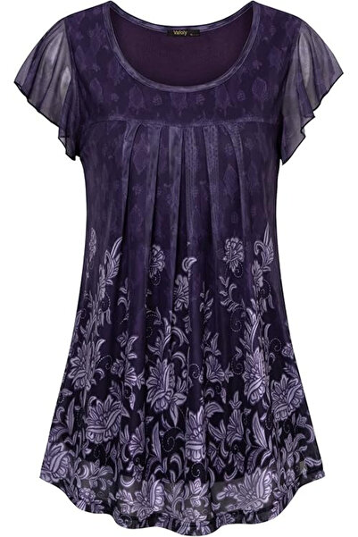 OEM Bluză casual pentru femei, subțire, respirabilă, mâneci scurte, violet M