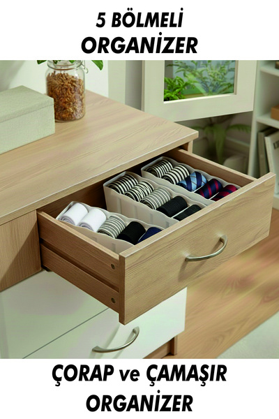 Ovio Ev&Yaşam 3'lü Çekmece ve Dolap İçi Düzenleyici Beyaz Raf Düzenleyici Çor...