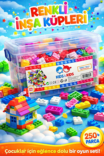 EVENT Renkli Mini Blok İnşa Küpleri 250 Parça Eğitici Zeka ve Yapı Oyuncağı S...