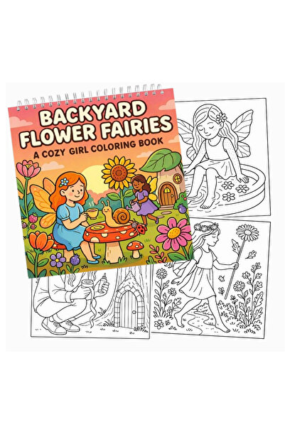 OBRO Антистрес книжка за оцветяване за възрастни – Цветни феи за двора, дебел...
