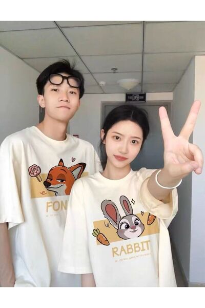 darkopia Tricou oversize unisex cu design combinat pentru cupluri, cu imprime...