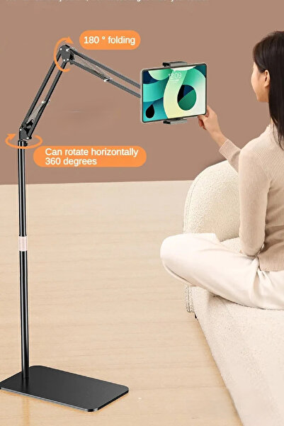 The Kaku حامل هاتف آيباد والكمبيوتر اللوحي ارتفاع قابل للتعديل حامل أسود حامل...