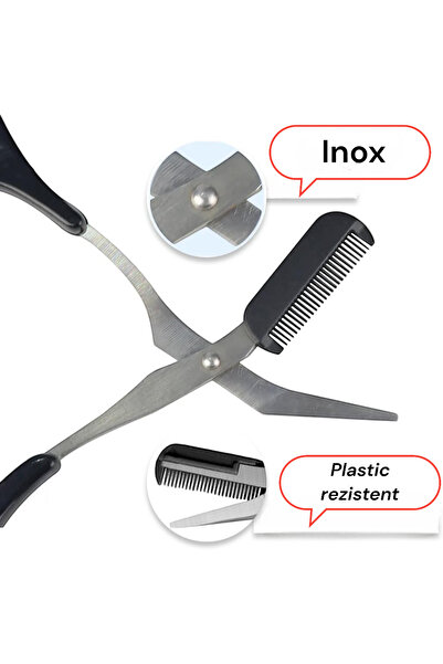 OEM Foarfeca sprancene cu pieptene din plastic detasabil, manere anti-aluneca...