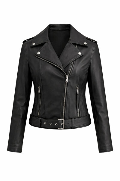 BeeShine Leather Jacket, 100% Genuine Lambskin Biker Women's Coat