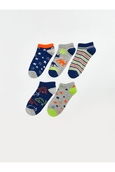 LC Waikiki Rmz Gi̇yi̇m Farkiyla Embroidered Boys' Booties Socks 5-Pack