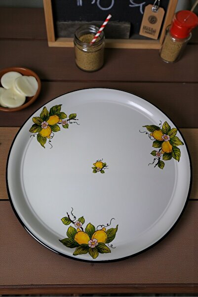 ozbience 70 No Emaye Sini Sofra, Yemek Sunum Tepsi, Çinko Yer Sofrası, 68 cm