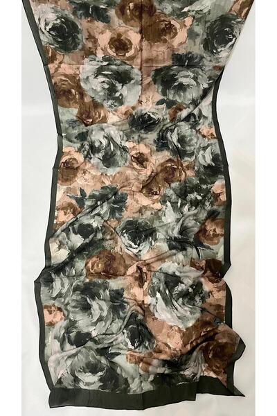 Karfa Scarfs Şal & Eşarp Yeşil Rose Desenli Bambu Kraş Şal | Hafif & Dökümlü