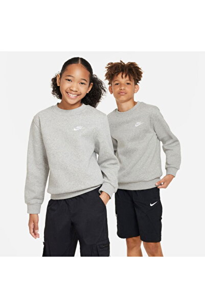 Nike Club Fleece Crew LS Çocuk Gri Sweatshirt