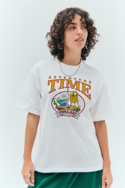 Tee&more. تي شيرت فاخر مطبوع عليه Adventure Time with Finn & Jake للجنسين مقا...