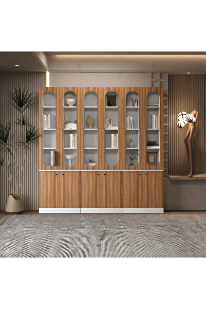 klubeconcept Modern Beyaz Kitaplık %100 MDF Geniş Depolama Alanlı Dekoratif R...