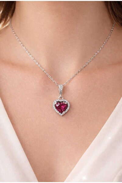 mixify Zircon Stone Heart Detailed Stainless Steel Necklace – Valentine's Day...