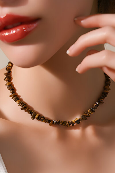 NBS Beautiful Naturel Stones Women's Tiger Eye Natural Stone Necklace