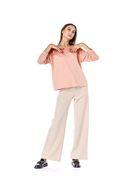 RVL Peach Blouse with Lace