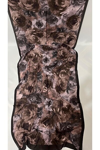 Karfa Scarfs Şal & Eşarp Kahvrengi Rose Desenli Bambu Kraş Şal | Hafif & Dökümlü