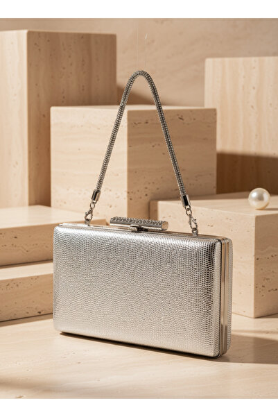 Biçanta Silver Color Snake Shell Pattern Chain Strap Women Evening Dress Bag ...