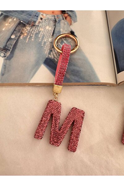 KRAL AKSESUAR Sevgililer günü / VIP M harfi anahtarlık / taşlı charm / çanta ...