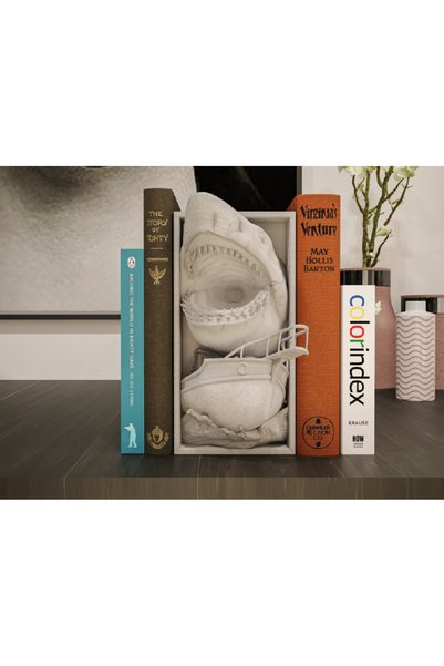 Mynivora Köpek Balığı Temalı Book Nook – 3D Baskı Kitap Arası Raf Dekoru