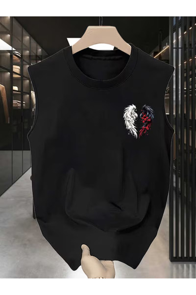 bellanova Silatrend Men's Black Original Printed Oversize Cut Cotton Crew Nec...