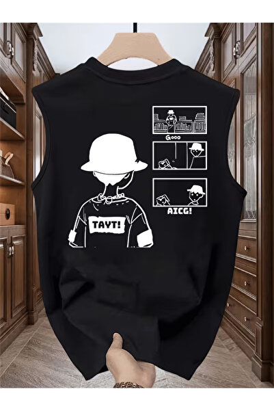 bellanova Silatrend Men's Black Original Printed Oversize Cut Cotton Crew Nec...