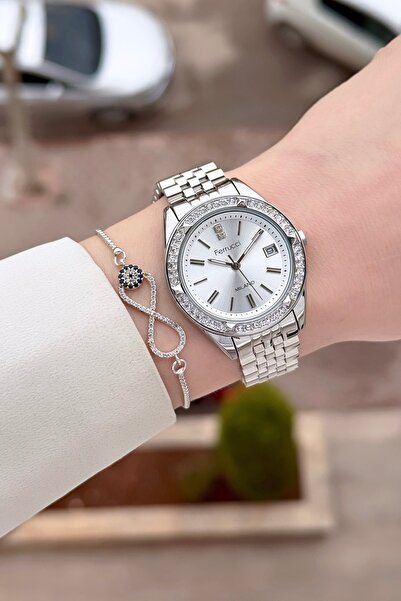 Ferrucci 34 mm Women's Wristwatch and Bracelet with Gray Color Adjustable Cord