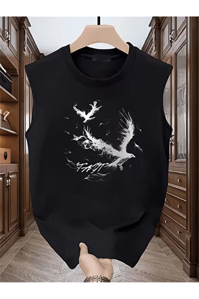 bellanova Silatrend Men's Black Original Printed Oversize Cut Cotton Crew Nec...