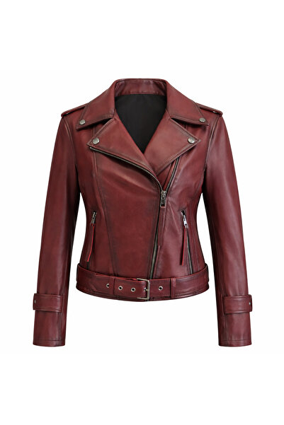 BeeShine Leather Jacket, 100% Genuine Lambskin Biker Women's Coat