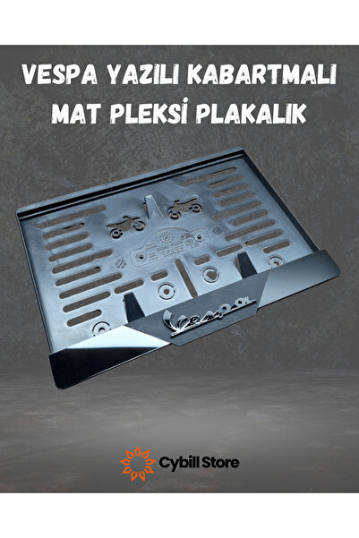 CybillStore Vespa Kabartmalı Mat Motosiklet Pleksi Plaka Altı Mat-Orta Parlak...