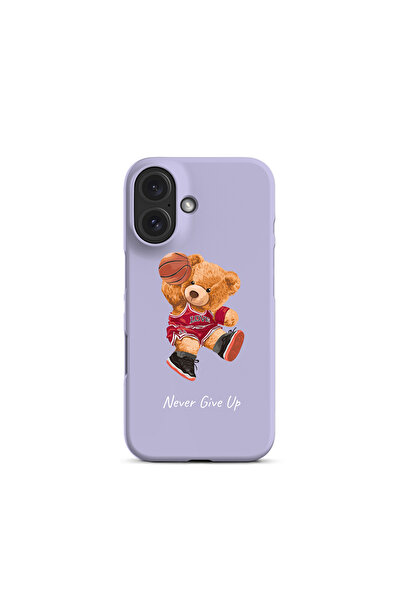 KaffCase حافظة إطلاق مطبوعة بتصميم دب تيدي لا تستسلم أبدًا، متوافقة مع آيفون 16