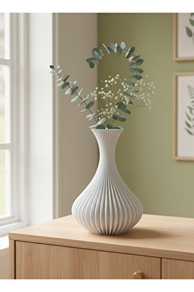 TTRobotic Çizgili Dekoratif Vazo – Modern Çizgili Tasarım, Salon & Ofis Dekor...