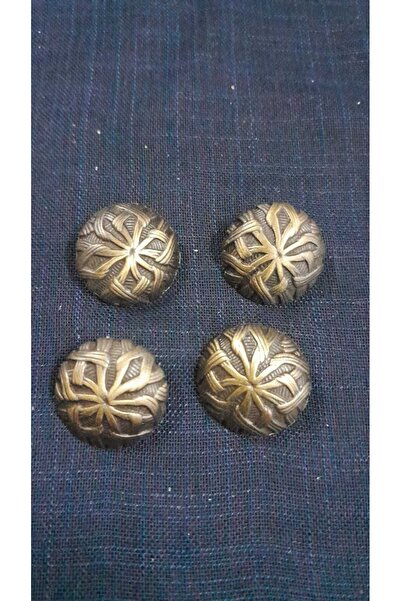 ILCARE Antique Yellow Coated Brushed Metal Button 34 Size 20 mm 4 Pieces