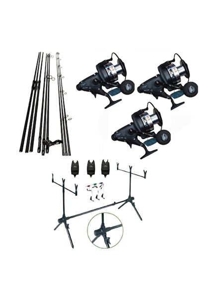 wind blade Set de pescuit, 3 lansete din carbon 3,60 metri, 3 role