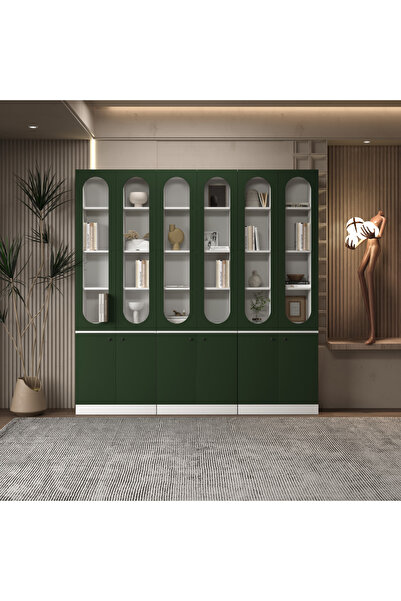 klubeconcept Modern Beyaz Kitaplık %100 MDF Geniş Depolama Alanlı Dekoratif R...