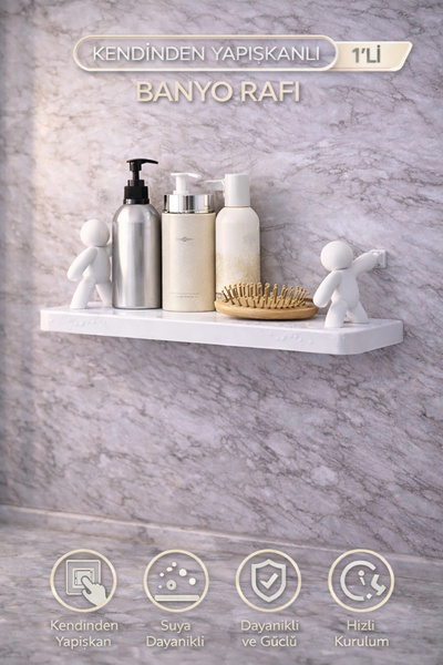Tilbe Home Figürlü Kendinden Yapışkanlı Craft Banyo Rafı Organizer Duvara Mon...