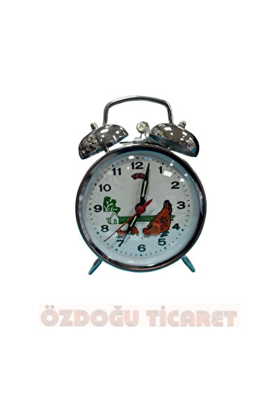 ÖZDOĞU TİCARET Kurmalı Çift Çanlı Nostaljik Tavuklu Metal Çalar Saat