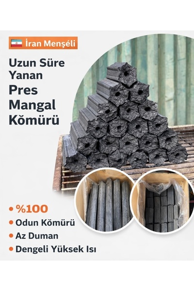 Markasız ucuz İran Üretimi Pres Kömür | Az Dumanlı – Yüksek Kalorili-10 kg