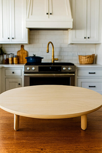 ozbience Katlanabilir 80cm Ahşap Yüzeyli Yer Sofası, Şık ve Fonksiyonel Tasarım