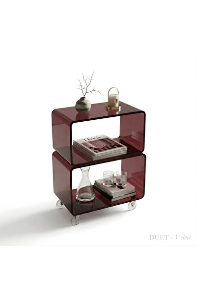 TUVA DUET | İki Katlı Tekerlekli Modern Pleksi Yan Sehpa /Servis Araba/ Komod...
