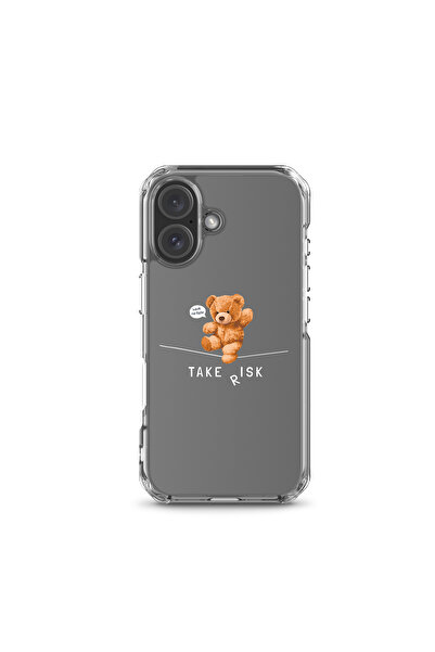 KaffCase حافظة هاتف آيفون 16 تيك ريسك تيدي بير من السيليكون الفاخر