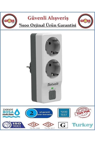 Dotvolt Akım Korumalı Priz - 3650 W - 1500 Joule - İkili Priz - Orjinal Ürün