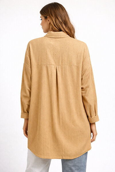 Ceila Collection Açık kahve orta boy mevsimlik gömlek tesettür
